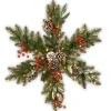 Online National Tree Company Pre-Lit Artificial Christmas Hanging Snowflake, Green, Frosted Berry Pine, Decorated With Pine Cones, Berry Clusters, Frosted Branches, Christmas Collection, 32 Inches