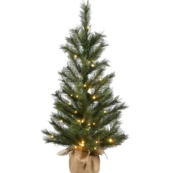Pre-Lit Artificial Christmas Tree, Green, Frosted Ontario Pine, White Led Lights, Includes Cloth Bag Base, Battery Operated, 3 Feet^National Tree Company Cheap