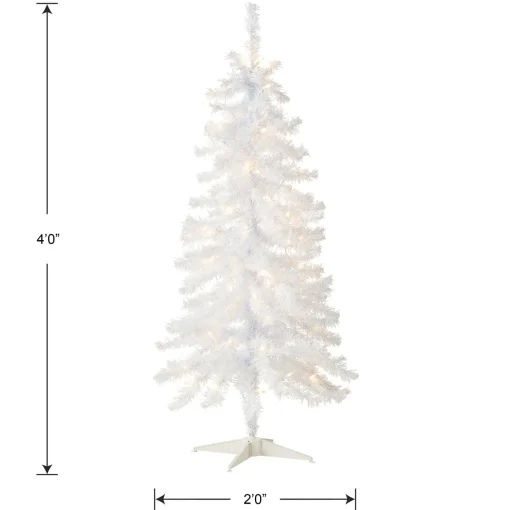 Cheap National Tree Company Pre-Lit Artificial Christmas Tree, White Tinsel, White Lights, Includes Stand, 4 Feet
