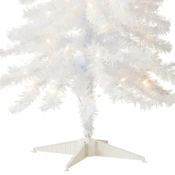 Cheap National Tree Company Pre-Lit Artificial Christmas Tree, White Tinsel, White Lights, Includes Stand, 4 Feet