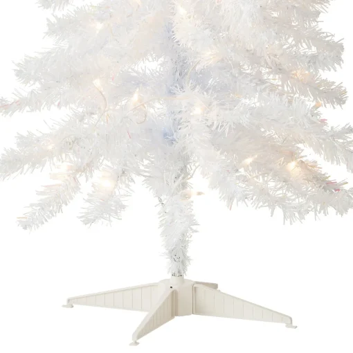 Cheap National Tree Company Pre-Lit Artificial Christmas Tree, White Tinsel, White Lights, Includes Stand, 4 Feet