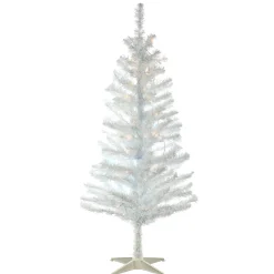 Cheap National Tree Company Pre-Lit Artificial Christmas Tree, White Tinsel, White Lights, Includes Stand, 4 Feet