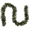 Best National Tree Company Pre-Lit Artificial Christmas Garland, Green, Carolina Pine, White Lights, Decorated With Pine Cones, Plug In, Christmas Collection, 9 Feet