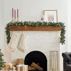 Best National Tree Company Pre-Lit Artificial Christmas Garland, Green, Carolina Pine, White Lights, Decorated With Pine Cones, Plug In, Christmas Collection, 9 Feet
