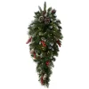 Flash Sale National Tree Company Pre-Lit Artificial Christmas Teardrop, Green, Frosted Berry, White Lights, Decorated With Pine Cones, Berry Clusters, Frosted Branches, Christmas Collection, 36 Inches