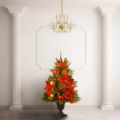 Online National Tree Company Pre-Lit Artificial Christmas Tree, Elegance, Green, White Lights, Includes Pot Base, 3 Feet