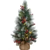 Discount National Tree Company Pre-Lit Artificial Christmas Tree, Green, Snowy Glacier Pine, White Led Lights, Decorated With Pine Cones, Includes Cloth Bag Base, Battery Operated, 3 Feet