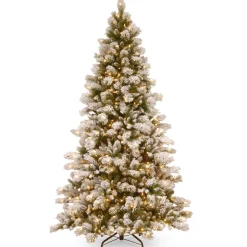 Cheap National Tree Company Pre-Lit Artificial Christmas Tree, Snowy Westwood Pine, Green, Decorated With Frosted Branches, White Lights, Includes Stand, 7.5 Feet