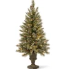 Best Sale National Tree Company Pre-Lit Artificial Entrance Christmas Tree, Green, Glittery Bristle Pine, White Led Lights, Flocked With Pine Cones, Frosted Branches, Includes Decorative Urn Base, 5 Feet