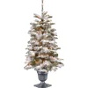 Pre-Lit Artificial Entrance Christmas Tree, Snowy Camden, Green, White Lights, Includes Metal Base, 4 Feet^National Tree Company Hot