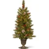 Pre-Lit Artificial Entrance Christmas Tree, Bristle Berry Pine, Green, White Lights, Decorated With Berry Clusters, Pine Cones, Includes Metal Base, 4 Feet^National Tree Company Shop
