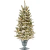 Outlet National Tree Company Pre-Lit Artificial Entrance Christmas Tree, Snowy Sheffield Spruce, Green, White Lights, Includes Metal Base, 4 Feet