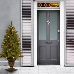 Flash Sale National Tree Company Pre-Lit Artificial Entrance Christmas Tree, Downswept Douglas Fir, Green, White Lights, Includes Metal Base, 4 Feet