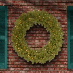 Cheap National Tree Company Pre-Lit Artificial 'Feel Real' Christmas Wreath, Green, Downswept Douglas Fir, White Lights, Christmas Collection, 48 Inches
