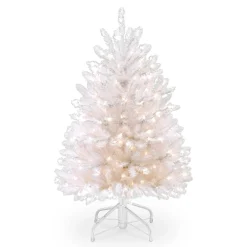 Pre-Lit Artificial Full Christmas Tree, White, Dunhill Fir, White Lights, Includes Stand, 4.5 Feet^National Tree Company Discount