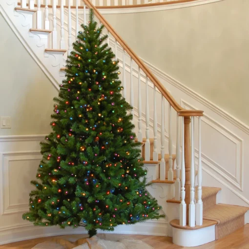 Cheap National Tree Company Pre-Lit Artificial Full Christmas Tree, Green, North Valley Spruce, Multicolor Lights, Includes Stand, 7 Feet