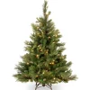 Pre-Lit Artificial Full Christmas Tree, Green, Carolina Pine, White Lights, Flocked With Pine Cones, Includes Stand, 4.5 Feet^National Tree Company Flash Sale