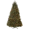 Online National Tree Company Pre-Lit Artificial Full Christmas Tree, Blue, Dunhill Fir, White Lights, Includes Stand, 7.5 Feet