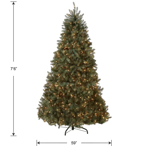 Online National Tree Company Pre-Lit Artificial Full Christmas Tree, Blue, Dunhill Fir, White Lights, Includes Stand, 7.5 Feet