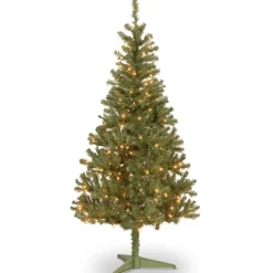 Best National Tree Company Pre-Lit Artificial Full Christmas Tree, Green, Canadian Fir Grande, White Lights, Includes Stand, 6 Feet