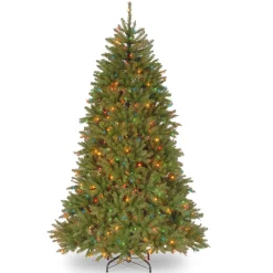 Cheap National Tree Company Pre-Lit Artificial Full Christmas Tree, Green, Dunhill Fir, Multicolor Lights, Includes Stand, 7.5 Feet