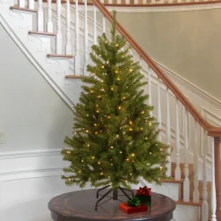 Sale National Tree Company Pre-Lit Artificial Full Christmas Tree, Green, North Valley Spruce, White Lights, Includes Stand, 4.5 Feet