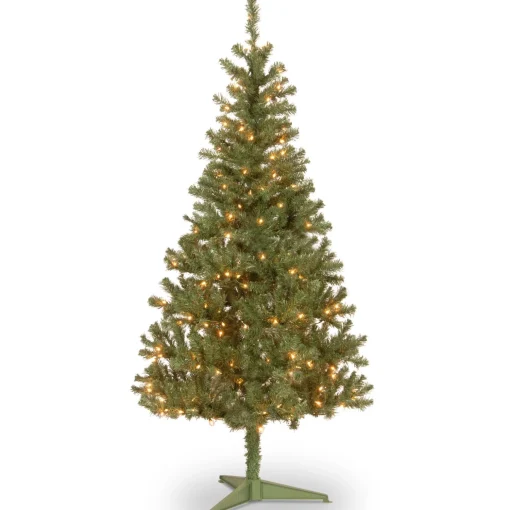 Sale National Tree Company Pre-Lit Artificial Full Christmas Tree, Green, Canadian Fir Grande, White Lights, Includes Stand, 6 Feet