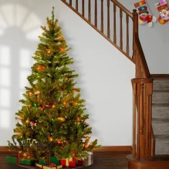 Sale National Tree Company Pre-Lit Artificial Full Christmas Tree, Green, Canadian Fir Grande, White Lights, Includes Stand, 6 Feet