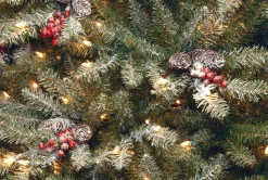 Flash Sale National Tree Company Pre-Lit Artificial Full Christmas Tree, Green, Dunhill Fir, White Lights, Decorated With Pine Cones, Berry Clusters, Frosted Branches, Includes Stand, 4.5 Feet