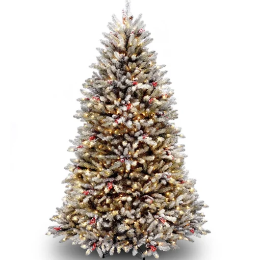 Hot National Tree Company Pre-Lit Artificial Full Christmas Tree, Green, Dunhill Fir, White Lights, Includes Stand, 6.5 Feet