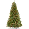Pre-Lit Artificial Full Christmas Tree, Green, North Valley Spruce, Multicolor Lights, Includes Stand, 6.5 Feet^National Tree Company Online