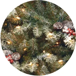 Cheap National Tree Company Pre-Lit Artificial Full Christmas Tree, Green, Dunhill Fir, White Lights, Decorated With Pine Cones, Berry Clusters, Frosted Branches, Includes Stand, 7.5 Feet