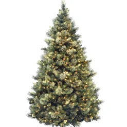 Pre-Lit Artificial Full Christmas Tree, Green, Carolina Pine, White Lights, Includes Stand, 7.5 Feet^National Tree Company Fashion