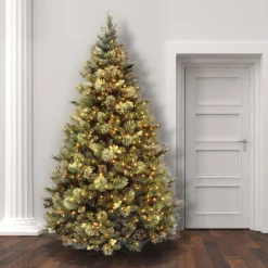 Pre-Lit Artificial Full Christmas Tree, Green, Carolina Pine, White Lights, Includes Stand, 7.5 Feet^National Tree Company Fashion
