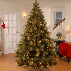 Pre-Lit Artificial Full Christmas Tree, Green, Carolina Pine, White Lights, Includes Stand, 7.5 Feet^National Tree Company Fashion