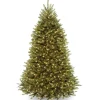 Store National Tree Company Pre-Lit Artificial Full Christmas Tree, Green, Dunhill Fir, White Lights, Includes Stand, 7 Feet