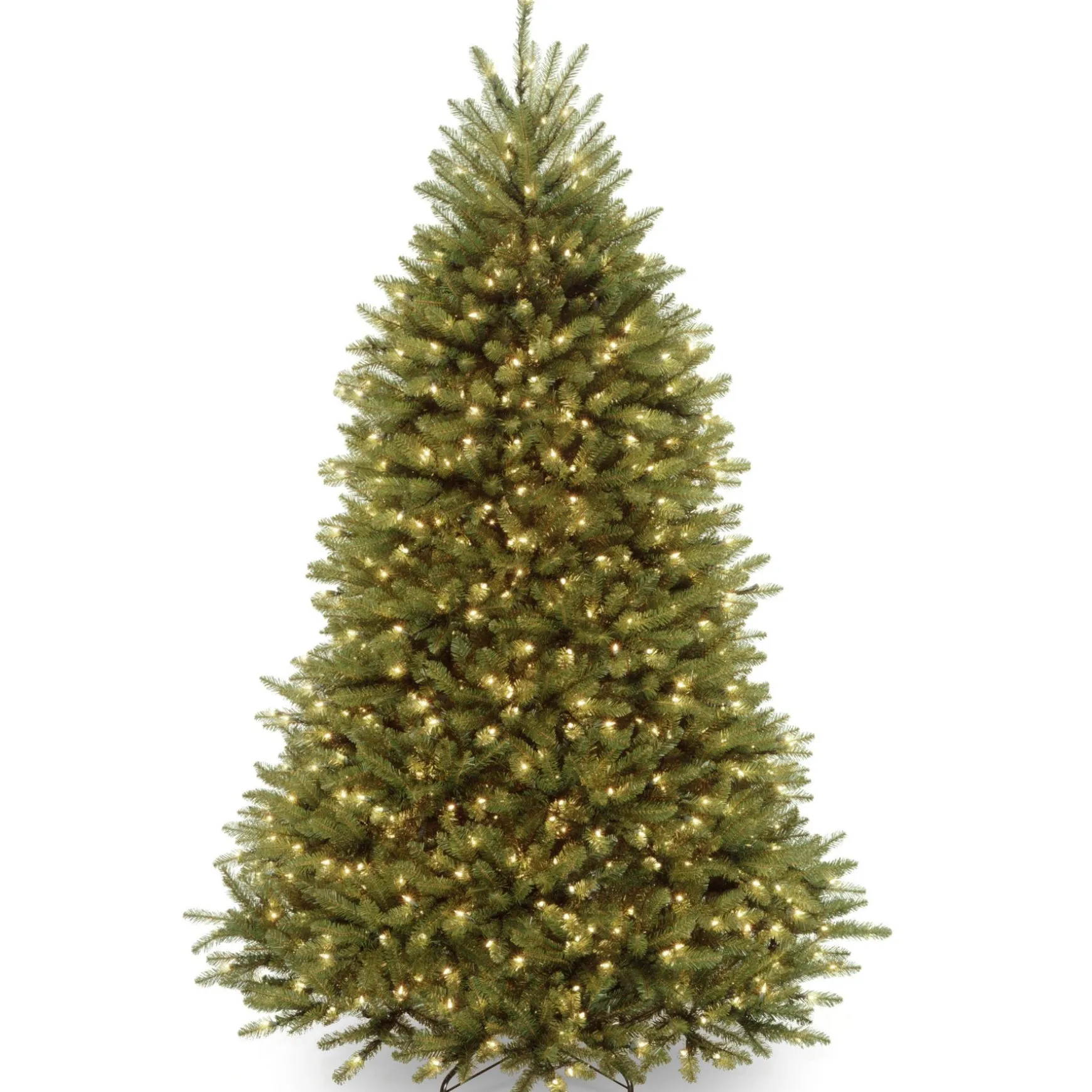 Store National Tree Company Pre-Lit Artificial Full Christmas Tree, Green, Dunhill Fir, White Lights, Includes Stand, 7 Feet