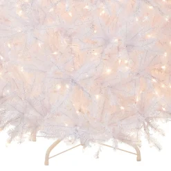 New National Tree Company Pre-Lit Artificial Full Christmas Tree, White, Dunhill Fir, White Lights, Includes Stand, 7 Feet