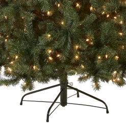 New National Tree Company Pre-Lit Artificial Full Christmas Tree, Blue, North Valley Spruce, White Lights, Includes Stand, 7.5 Feet