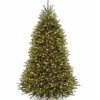 Fashion National Tree Company Pre-Lit Artificial Full Christmas Tree, Green, White Lights, Includes Stand, 7.5 Feet