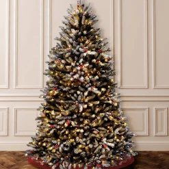 Sale National Tree Company Pre-Lit Artificial Full Christmas Tree, Green, Dunhill Fir, White Lights, Includes Stand, 6.5 Feet