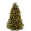 New National Tree Company Pre-Lit Artificial Full Christmas Tree, Green, Dunhill Fir, White Lights, Includes Stand, 6 Feet
