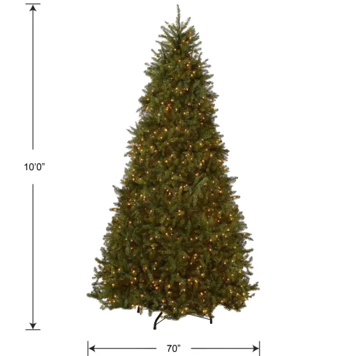 Cheap National Tree Company Pre-Lit Artificial Full Christmas Tree, Green, White Lights, Includes Stand, 10 Feet