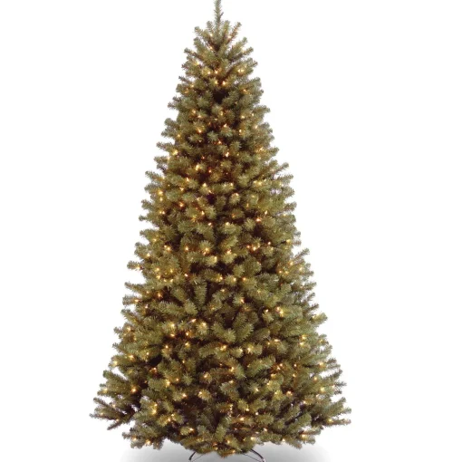Best Sale National Tree Company Pre-Lit Artificial Full Christmas Tree, Green, North Valley Spruce, White Lights, Includes Stand, 6 Feet