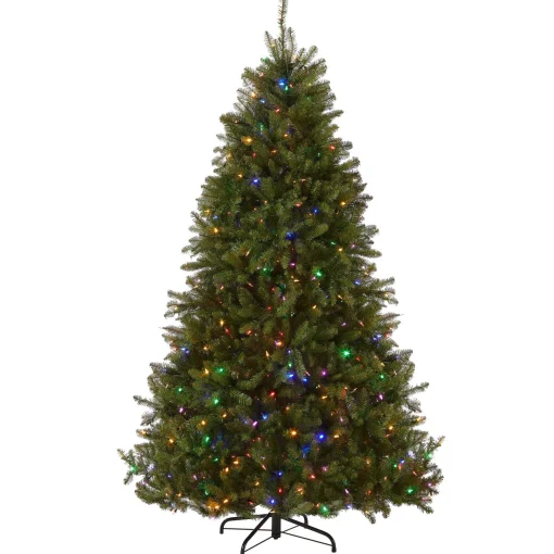 Hot National Tree Company Pre-Lit Artificial Full Christmas Tree, Green, Dunhill Fir, Dual Color Led Lights, Includes Stand, 9 Feet