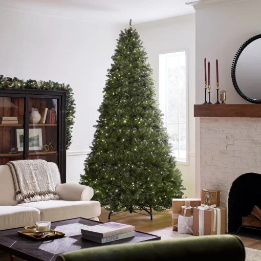 Hot National Tree Company Pre-Lit Artificial Full Christmas Tree, Green, Dunhill Fir, Dual Color Led Lights, Includes Stand, 9 Feet