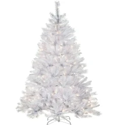Fashion National Tree Company Pre-Lit Artificial Full Christmas Tree, White, Winchester Pine, White Lights, Includes Stand, 6 Feet