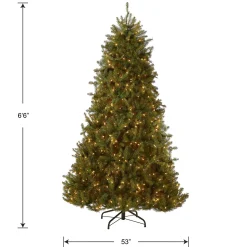 Best Sale National Tree Company Pre-Lit Artificial Full Christmas Tree, Green, Dunhill Fir, White Lights, Includes Stand, 6.5 Feet