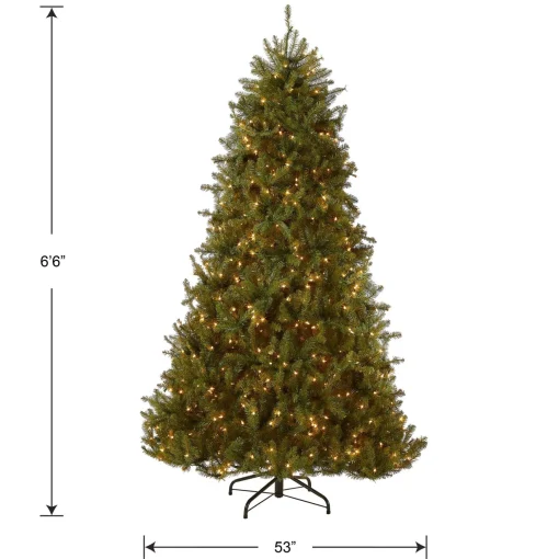 Best Sale National Tree Company Pre-Lit Artificial Full Christmas Tree, Green, Dunhill Fir, White Lights, Includes Stand, 6.5 Feet