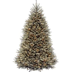 Pre-Lit Artificial Full Christmas Tree, Blue, Dunhill Fir, White Lights, Includes Stand, 7.5 Feet^National Tree Company Hot